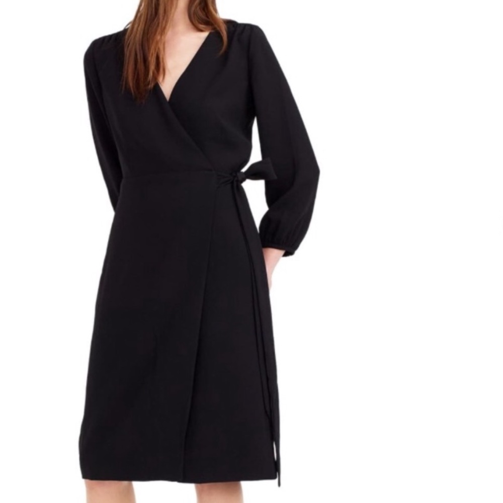 J. Crew 365 Crepe Wrap Dress Black NWT